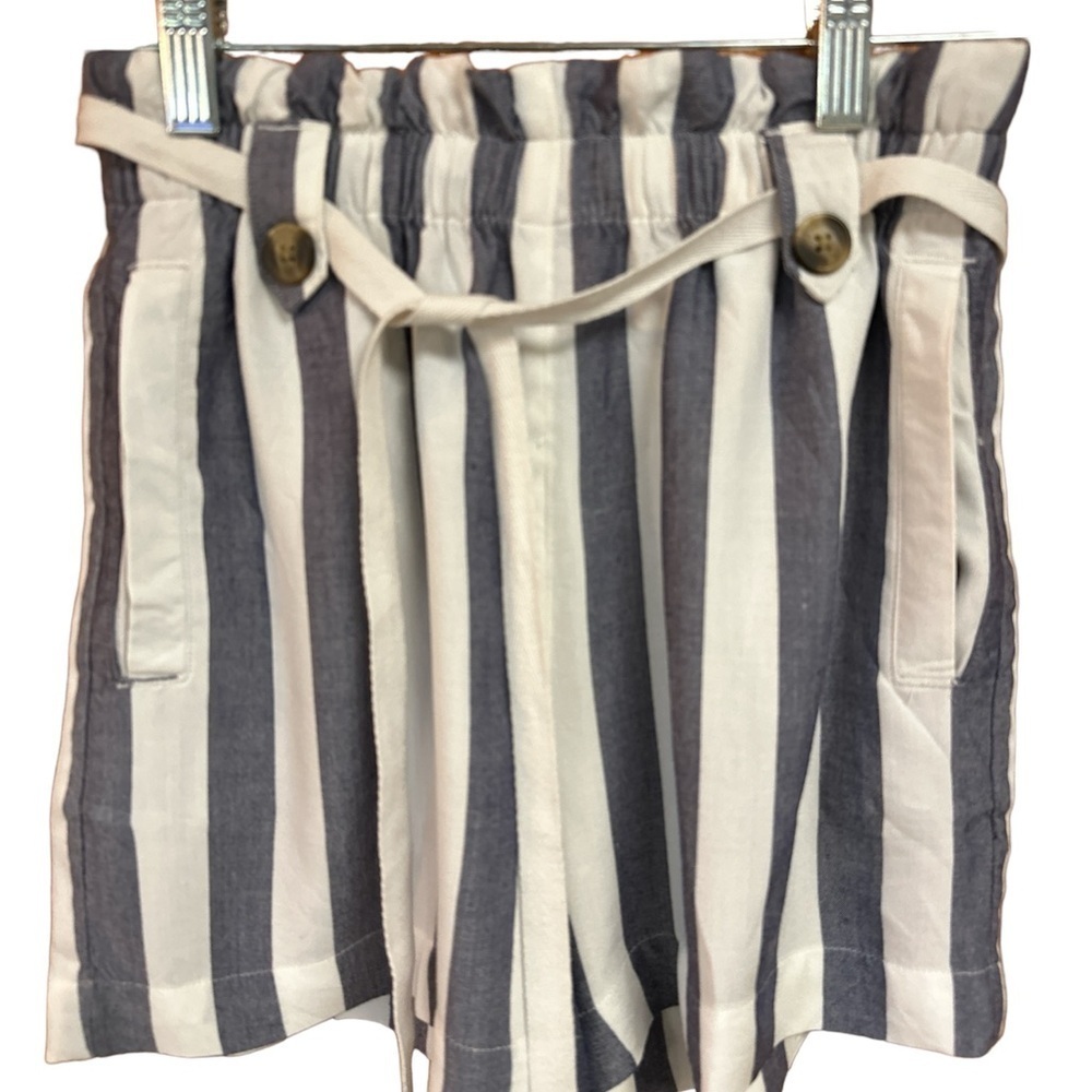 American Eagle Viscose Deep Blue/White Striped Pull-on Shorts wDrawstring Tie XS